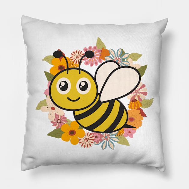 Bee & Flowers Pillow by Etopix