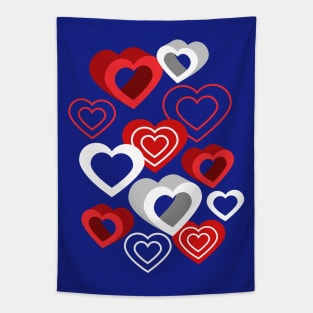 Love Hearts On Blue Tapestry