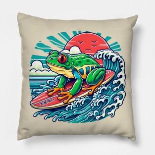 Surfing frog Pillow