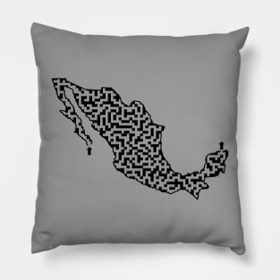 Mexico Outline Maze & Labyrinth Pillow