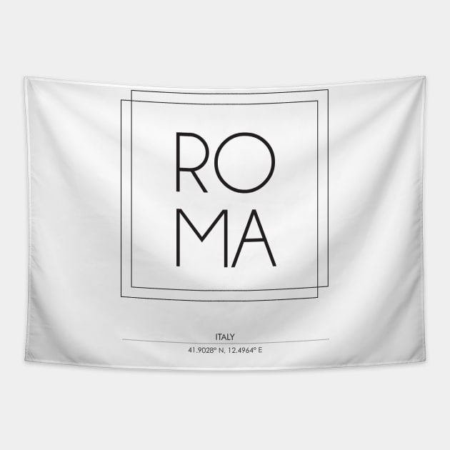 Roma city minimal typography 2 Tapestry by StudioGrafiikka