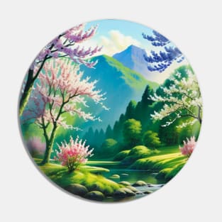 Gorgeous Spring River with Colorful Trees Pin