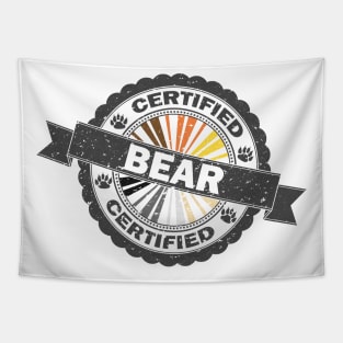 Certified Gay Bear Pride Seal of Approval with Pride Flag Background Tapestry
