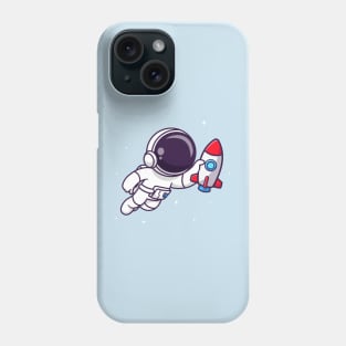 Cute Astronaut Floating With Rocket Toy Cartoon Phone Case