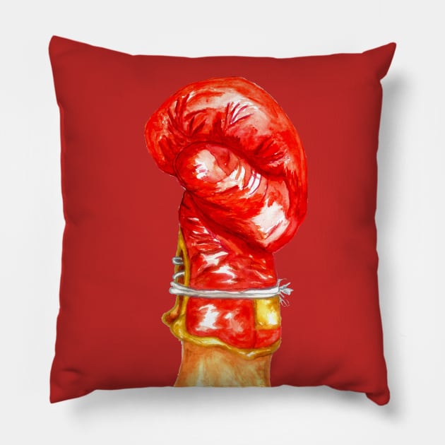 Red Boxing Glove Pillow by AnnArtshock