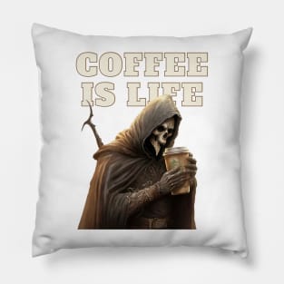 Funny Coffee Is Life Grim Reaper Pillow