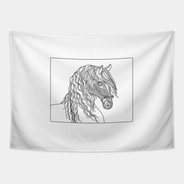 Horse line art illustration, Equine design, Equestrian minimalist art, Horse lovers gifts, Horse show mom. Tapestry by PAULsPRINT