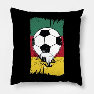 Vintage Cameroon Flag with Football // Retro Cameroon Soccer Pillow