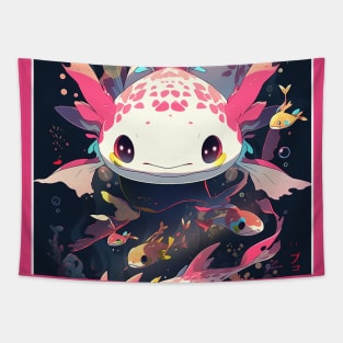 Cute Axolotl Anime Art Design | Cute Animals | Axolotl Hentaii Chibi Kawaii Design Tapestry