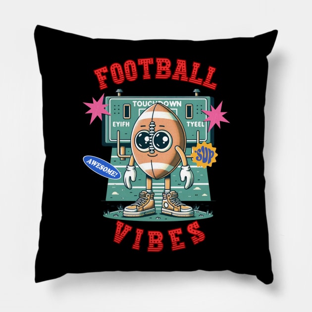 Retro American Football Vibes Pillow by zsay