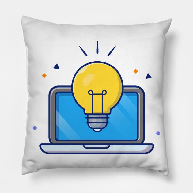 Laptop with lamp cartoon Pillow by Catalyst Labs