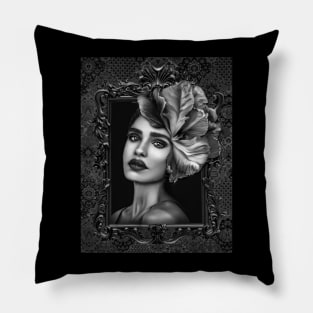 Black and White grays Ladies Fine Art HomeDecor Wall Art Digital Prints Artwork Illustration Fine Pillow