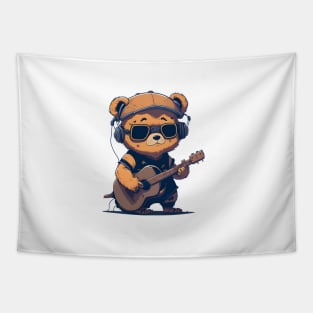 Bear Playing Guitar Tapestry