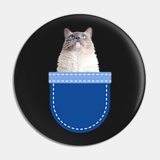 Cat in Pocket (Ragdoll Cat) Pin