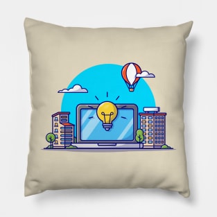 Smart City Cartoon Vector Icon Illustration Pillow