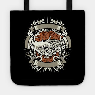 Make A Deal With Death Skeleton Hand Shake Tote