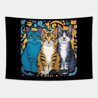 Three Cats Three Moods Tapestry