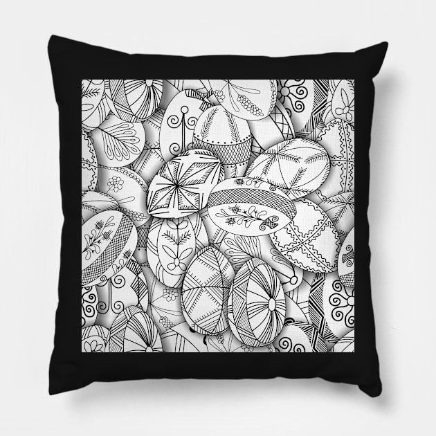 polish easter eggs black and white pisanki Pillow by B0red