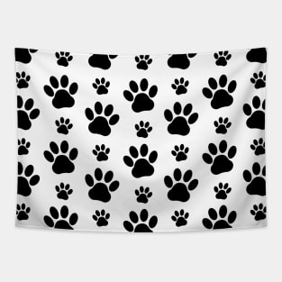 Paw Pattern, Dog Paws, Paw Prints, Black and White Tapestry