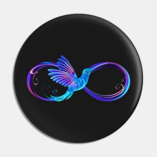 Infinity symbol with glowing hummingbird Pin