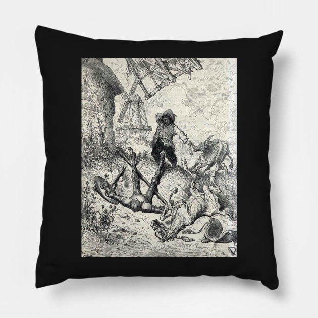 Don Quixote - Gustave Dore Pillow by forgottenbeauty