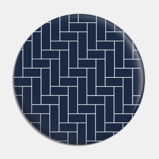 Geometric Tiles in Dark Navy Blue and White Outline Pin