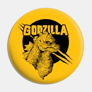 Black White Godzilla Pin