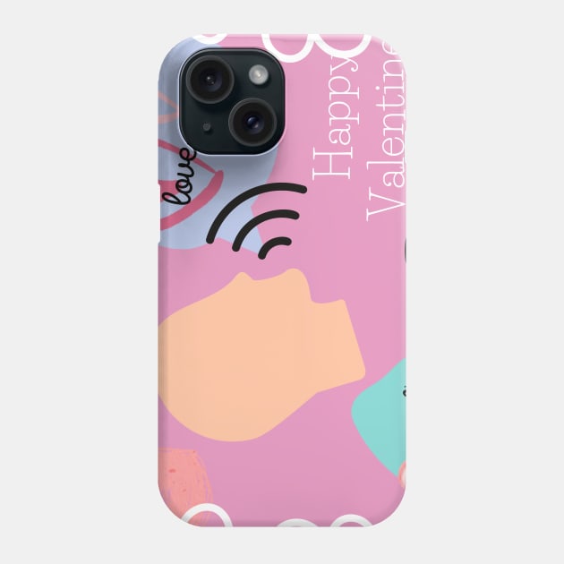 Valentine's day fun love you clipart Phone Case by Wilanrod Studio