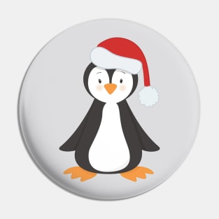 Cute Penguin, Baby Penguin, Penguin With Santa Hat Pin