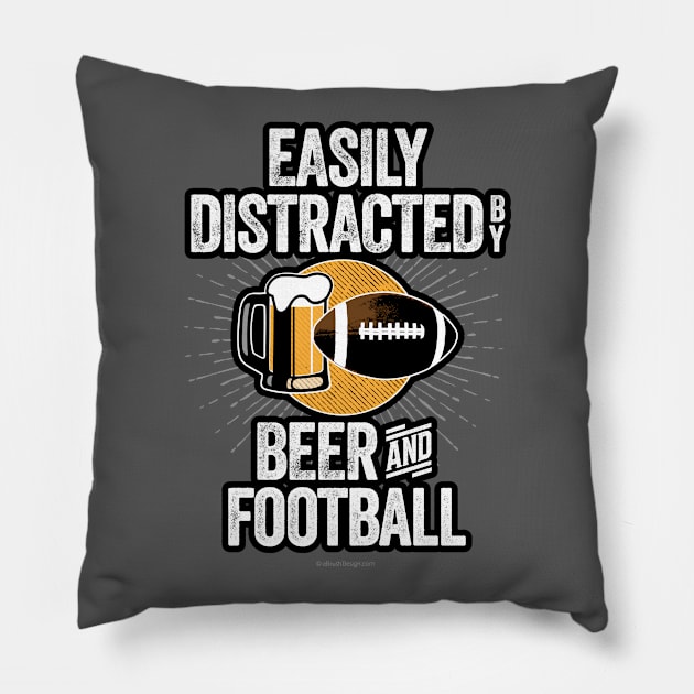 Easily Distracted by Beer and Football Pillow by eBrushDesign