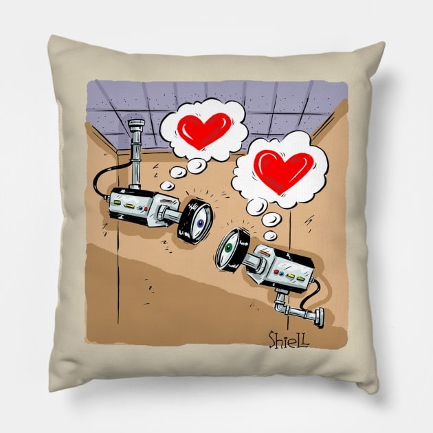 Happy Valentines CCTV cameras. A funny gift for Valentines. Pillow by macccc8