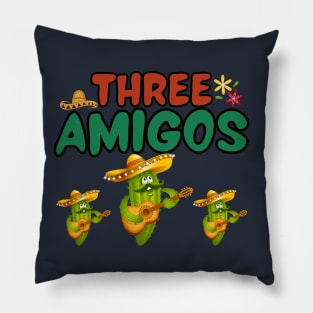 Tres Amigos Three Cactus Mexican Funny Cinco De Mayo Fiesta Pillow