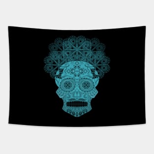 dark blue skull calavera ecopop Tapestry