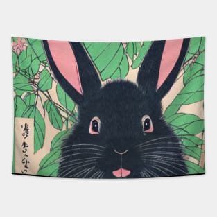 Cutest Black Bunny Cottontail Rabbit Eastern Cottontail in Black Tapestry