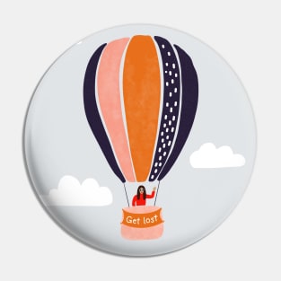 GET LOST funny hot air balloon for travel lovers and adventurers Pin