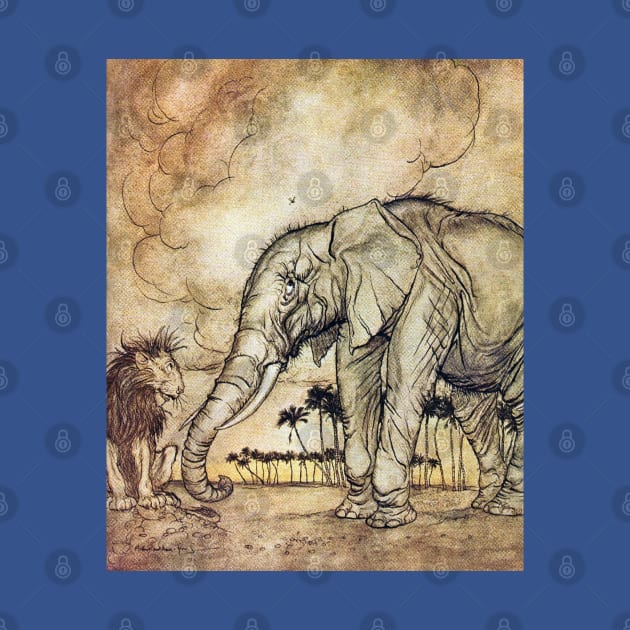 The Lion, Jupiter and the Elephant - Arthur Rackham by forgottenbeauty