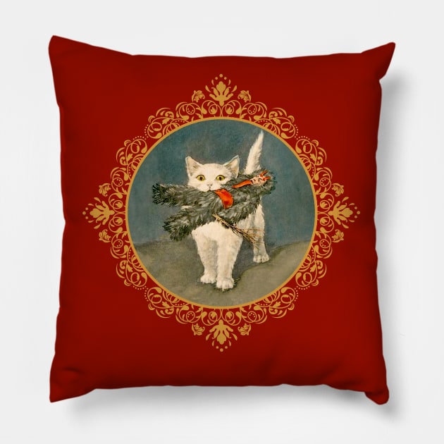 Cat with Krampus, 1898 Pillow by Surface Maximus