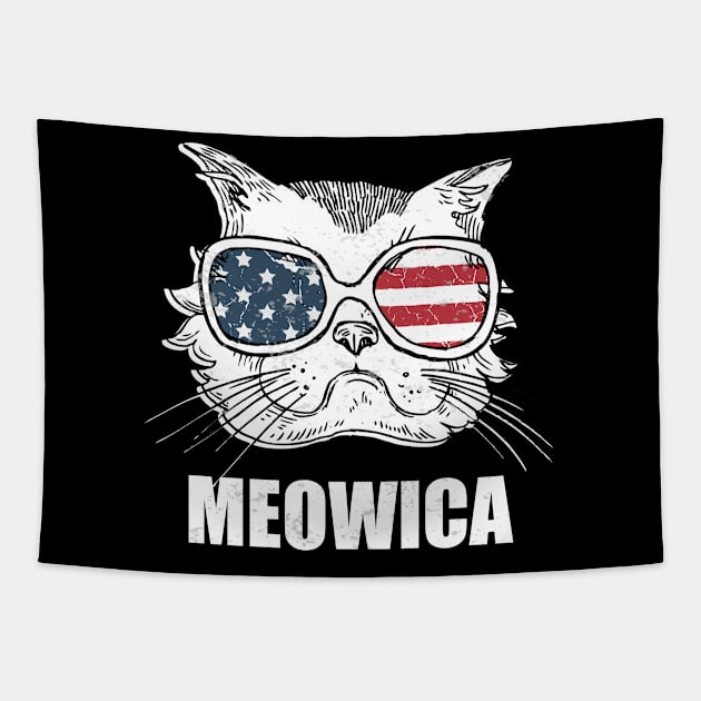 Meowica Patriotic Graphic Tees for 4th of July and Summer Tapestry by Medtif