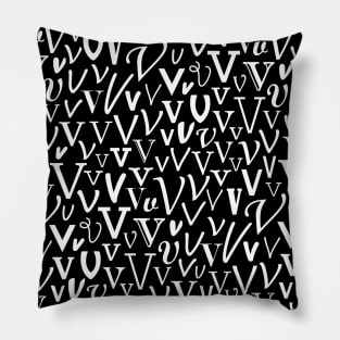 V - Typography (White) Pillow