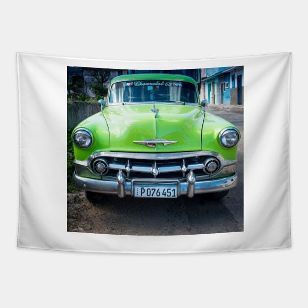 American car from the 50's in Havana, Cuba Tapestry by connyM-Sweden