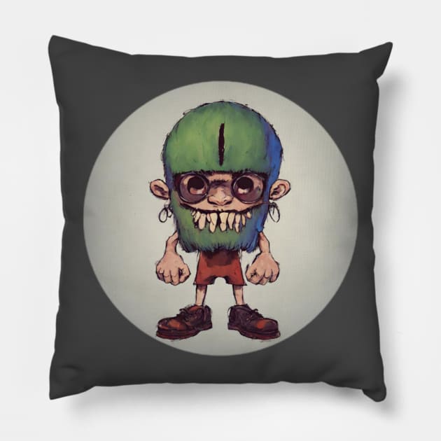 ugly lil guy Pillow by Entropic Designs