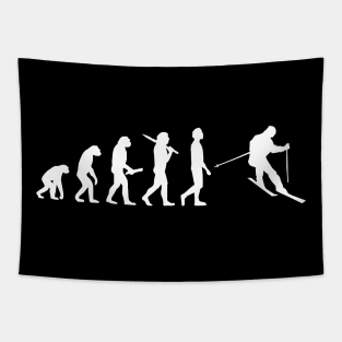 Funny Skiing Evolution Gift For Skiers Tapestry
