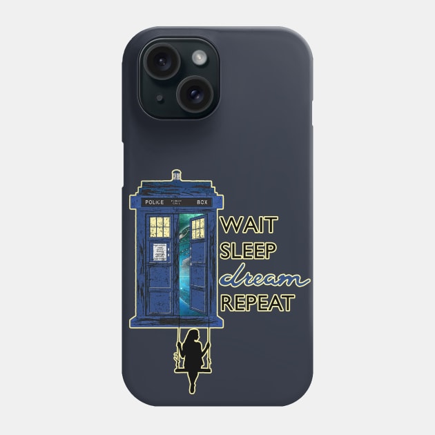 Blue Police Public Call Box - WAIT SLEEP DREAM REPEAT 2 Phone Case by EDDArt