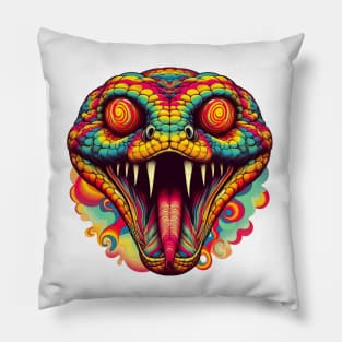 psychedelic snake head Pillow