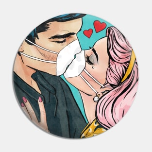 Social Distancing Kiss Pin