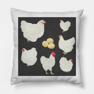 White Orpington Chicken Pattern Pillow