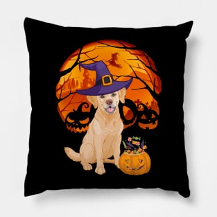 Labrador pumpkin witch Pillow