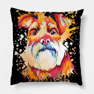 Schnauzer Dog Water Color Art Design Pillow