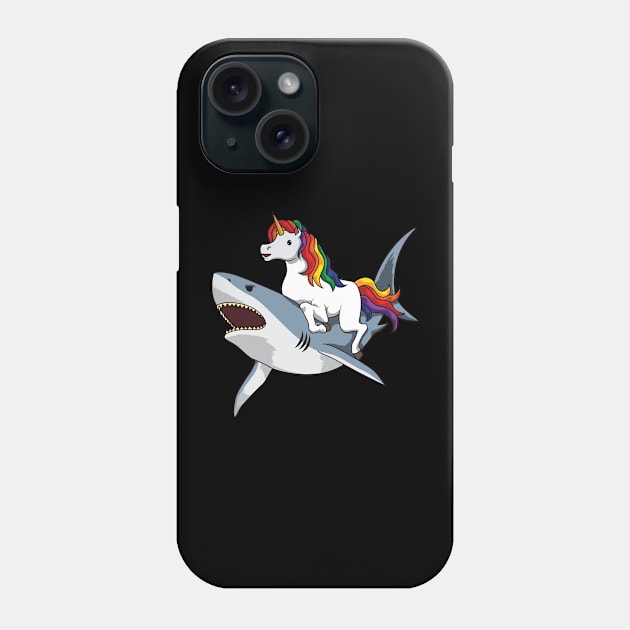 Unicorn Riding Shark Phone Case by Aratack Kinder