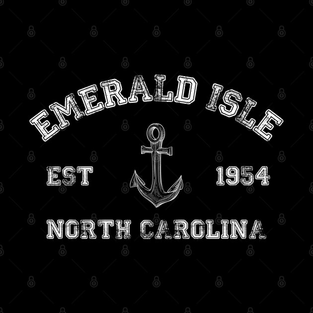 Emerald Isle, North Carolina Vintage Nautical Anchor Retro by Contentarama